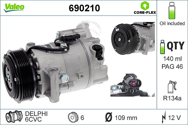 Valeo Kompressor, Klimaanlage [Hersteller-Nr. 690210] für Opel, Vauxhall