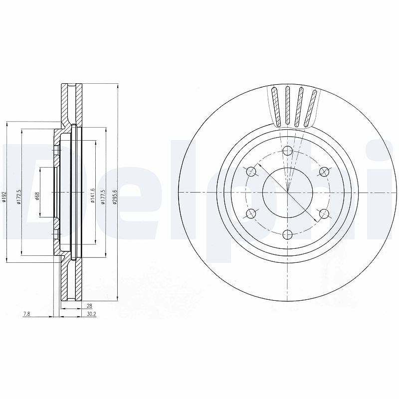 Delphi Bremsscheibe [Hersteller-Nr. BG4205] für Nissan