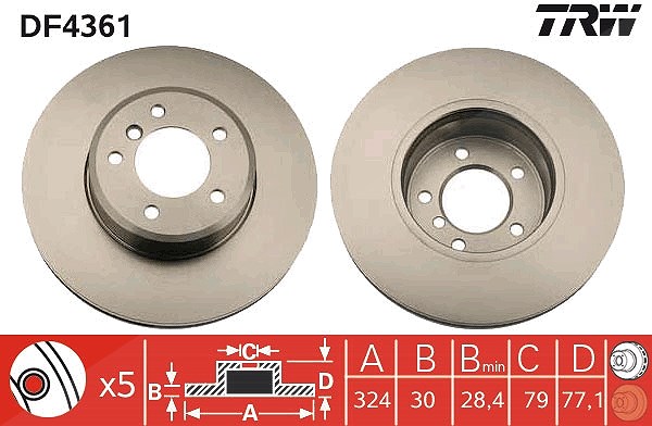 Trw Bremsscheibe [Hersteller-Nr. DF4361] für BMW