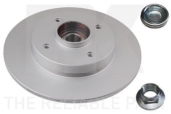 Nk 1x Bremsscheibe Hinterachse Voll+Radlager+ABS [Hersteller-Nr. 311947] für Citroën, Peugeot