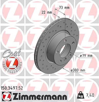 Zimmermann Bremsscheibe [Hersteller-Nr. 150.3497.52] für BMW