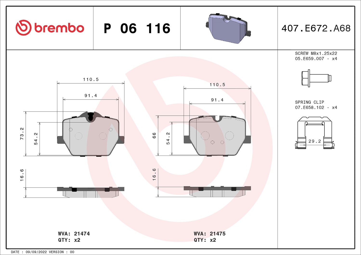 Für BREMBO P 06 116 HAM PADS. REAR ALPINA/BMW/BMW (BRILLIANCE)/TOYOTA - Bild 10