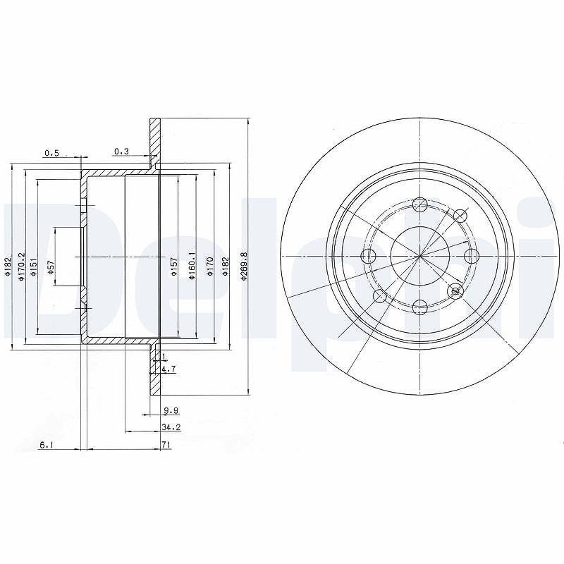 Delphi Bremsscheibe [Hersteller-Nr. BG2637] für Opel, Vauxhall