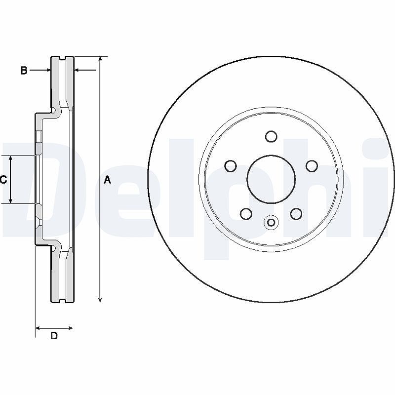 Delphi Bremsscheibe [Hersteller-Nr. BG4710C] für Vauxhall, Opel, Chevrolet