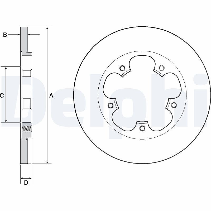 Delphi Bremsscheibe Hinterachse Voll [Hersteller-Nr. BG4681C] für Ford
