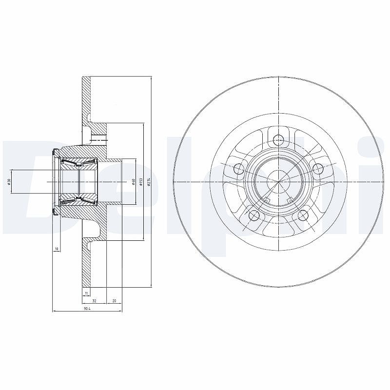 Delphi Bremsscheibe [Hersteller-Nr. BG9113RSC] für Mercedes-Benz, Nissan, Renault