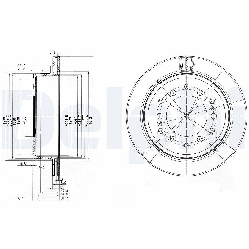 Delphi Bremsscheibe [Hersteller-Nr. BG3557] für Toyota, Lexus
