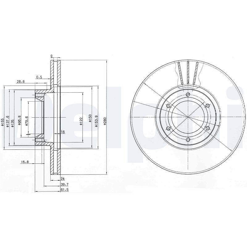 Delphi Bremsscheibe [Hersteller-Nr. BG3553] für Vauxhall, Renault, Nissan, Opel