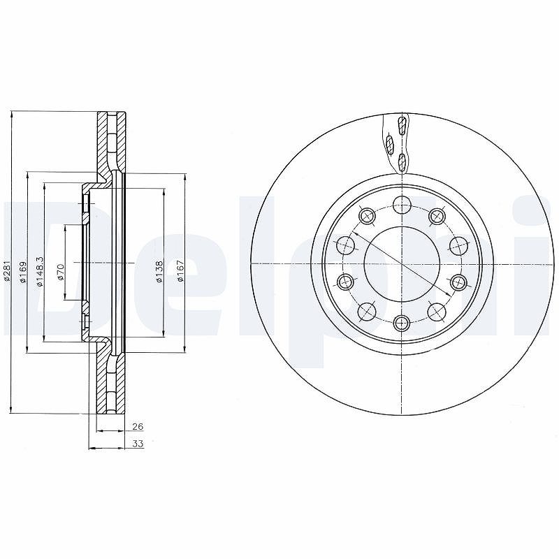 Delphi Bremsscheibe [Hersteller-Nr. BG4314] für Jeep, Fiat, Alfa Romeo