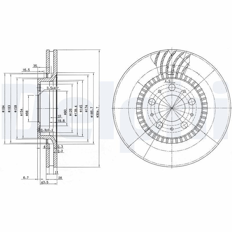 Delphi Bremsscheibe [Hersteller-Nr. BG9514] für Volvo