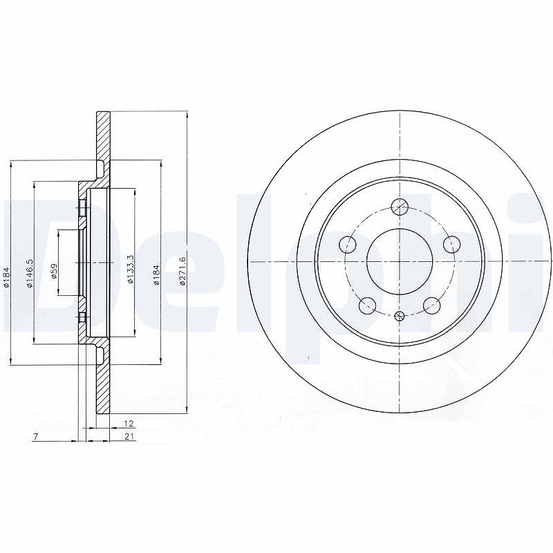 Delphi Bremsscheibe [Hersteller-Nr. BG3741] für Peugeot, Lancia, Fiat, Citroën