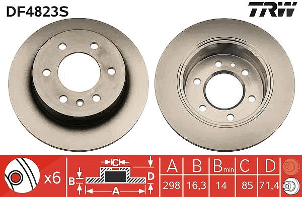 Trw 1x Bremsscheibe [Hersteller-Nr. DF4823S] für VW, Mercedes-Benz