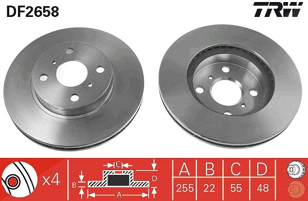 Trw Bremsscheibe [Hersteller-Nr. DF2658] für Toyota, Renault, Audi, VW