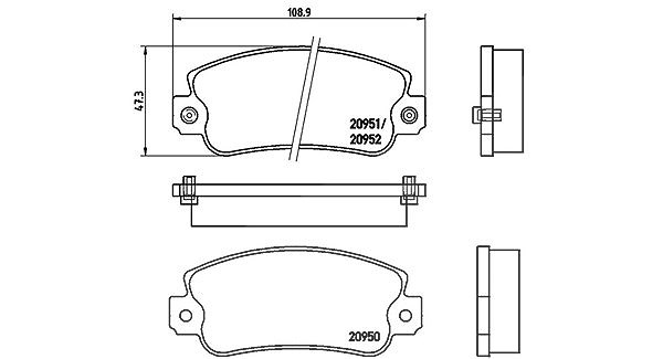 Magneti Marelli Bremsbelagsatz, Scheibenbremse [Hersteller-Nr. 363700423013] für Seat, Autobianchi, Fiat, Lancia