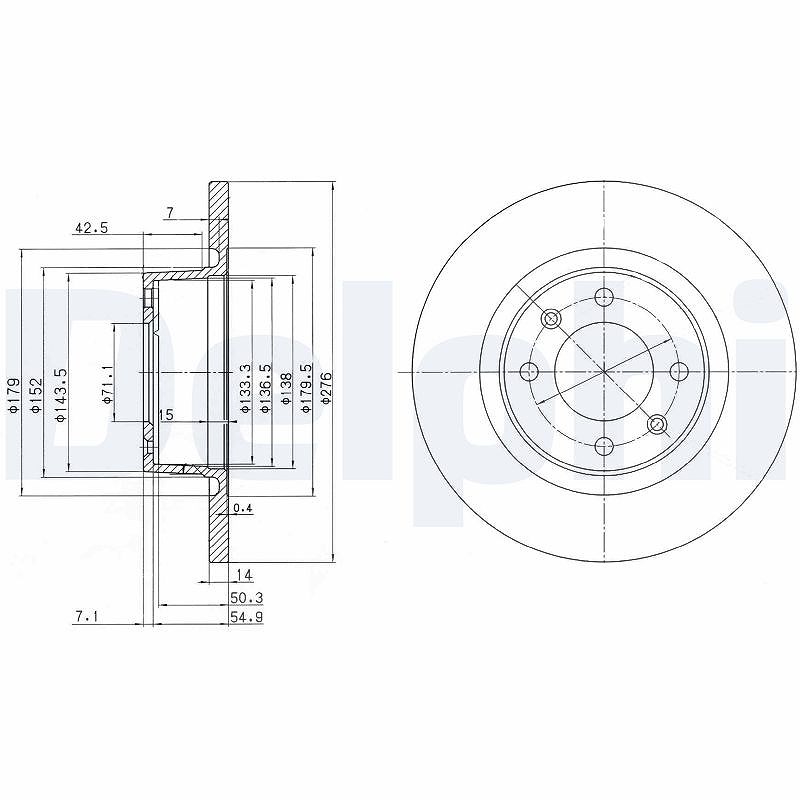 Delphi Bremsscheibe [Hersteller-Nr. BG3621] für Citroën