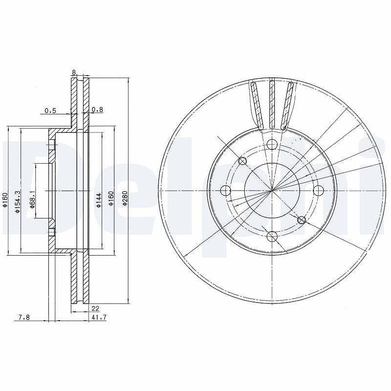 Delphi Bremsscheibe [Hersteller-Nr. BG3596] für Nissan