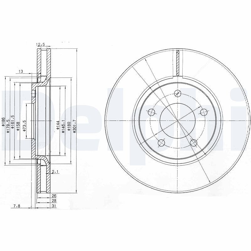 Delphi Bremsscheibe [Hersteller-Nr. BG3716] für Chrysler, Dodge, Jeep