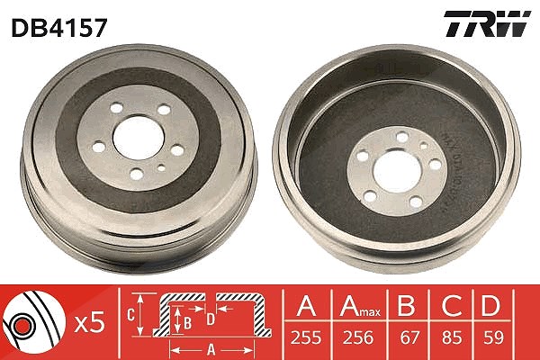 Trw Bremstrommel [Hersteller-Nr. DB4157] für Citroën, Lancia, Peugeot, Fiat