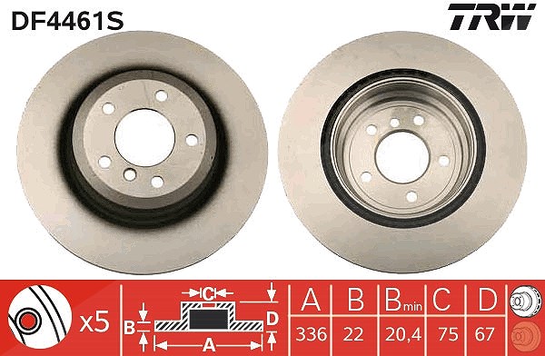 Trw 1x Bremsscheibe [Hersteller-Nr. DF4461S] für BMW