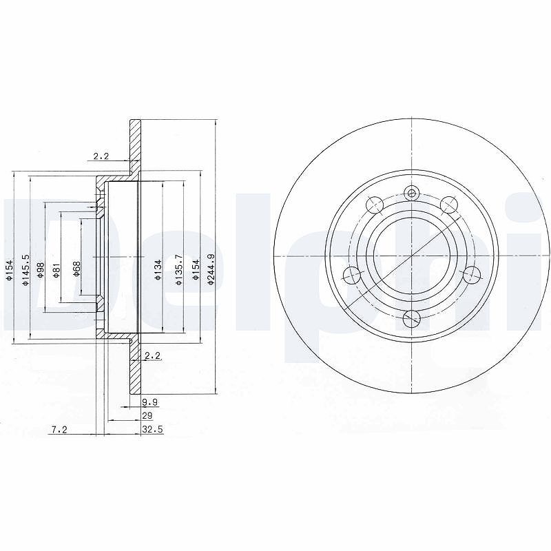 Delphi Bremsscheibe [Hersteller-Nr. BG2753C] für Seat, Audi