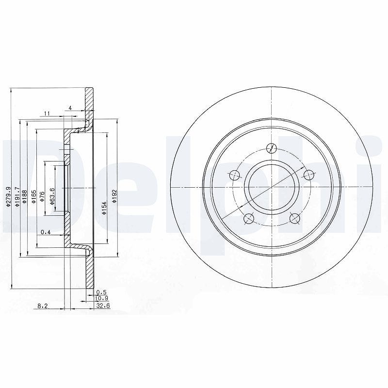 Delphi Bremsscheibe [Hersteller-Nr. BG3897C] für Ford, Volvo