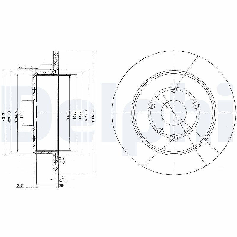 Delphi Bremsscheibe [Hersteller-Nr. BG3907] für Lexus, Toyota
