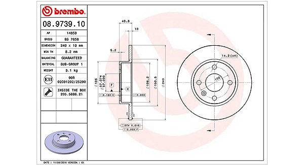 Magneti Marelli Bremsscheibe [Hersteller-Nr. 360406039800] für Vauxhall, Opel
