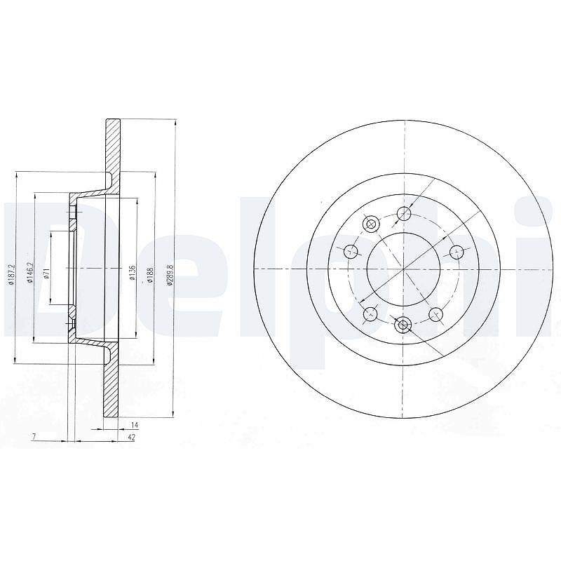 Delphi Bremsscheibe [Hersteller-Nr. BG4085] für Citroën, Fiat, Peugeot, Toyota