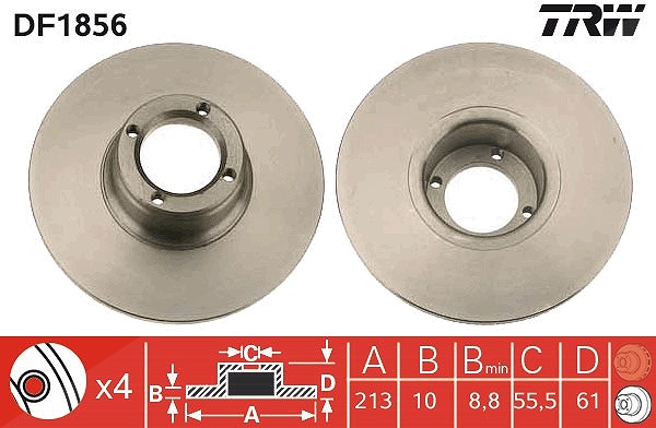 Trw Bremsscheibe [Hersteller-Nr. DF1856] für Austin, Rover