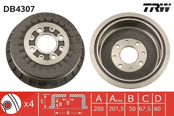 Trw 1x Bremstrommel [Hersteller-Nr. DB4307] für Lada