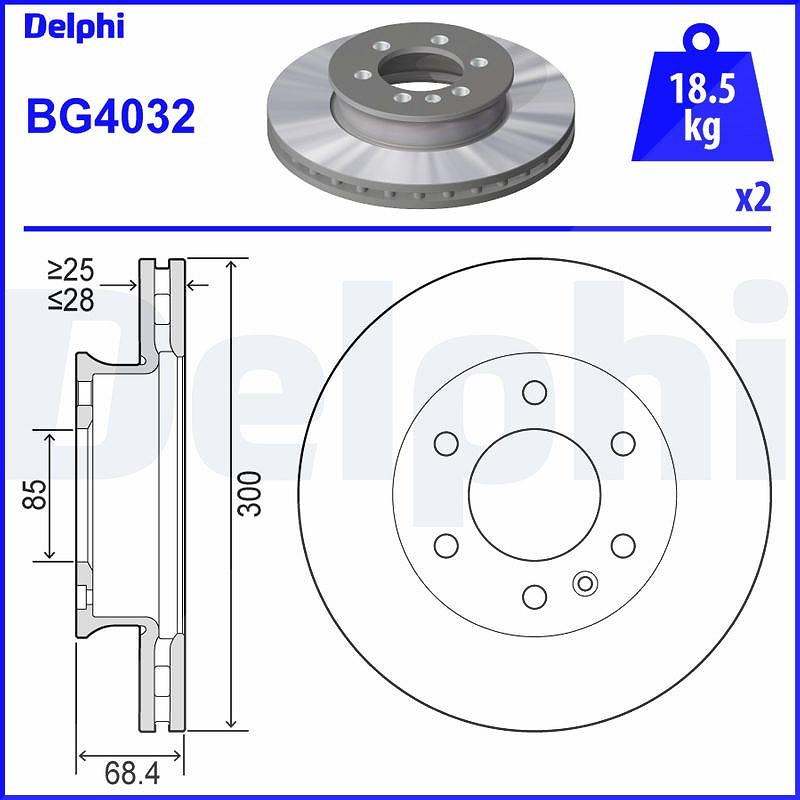 Delphi Bremsscheibe [Hersteller-Nr. BG4032] für Mercedes-Benz, VW