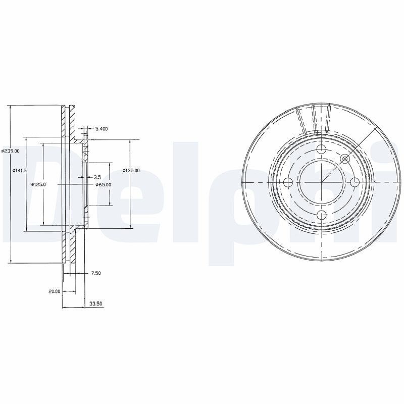 Delphi Bremsscheibe [Hersteller-Nr. BG2109] für Seat, VW, Audi