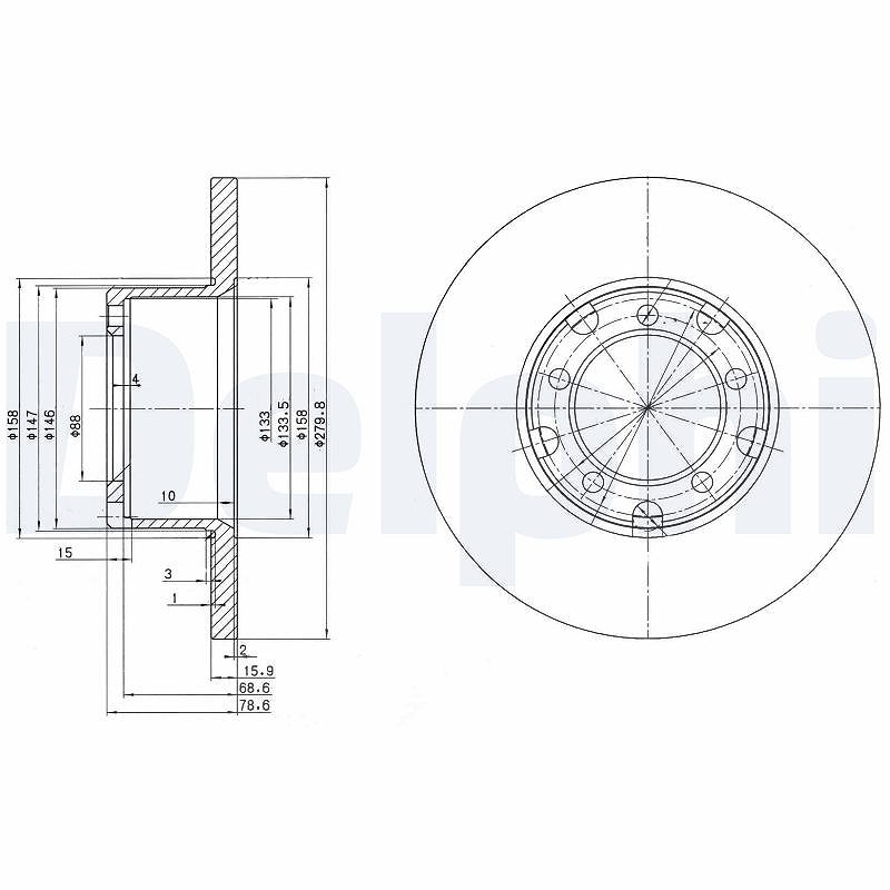 Delphi Bremsscheibe [Hersteller-Nr. BG2265] für Mercedes-Benz