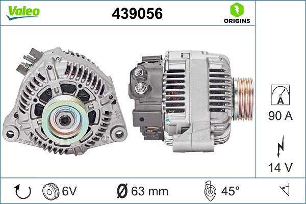 Valeo Generator [Hersteller-Nr. 439056] für Peugeot, Fiat, Citroën, Lancia
