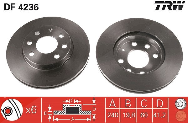 Trw Bremsscheibe [Hersteller-Nr. DF4236] für Opel, Vauxhall
