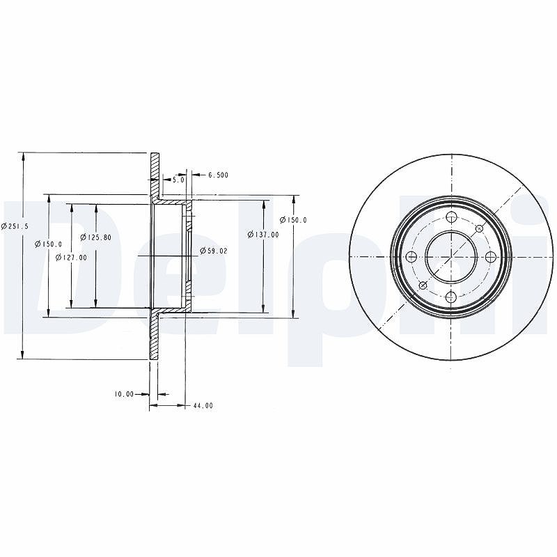 Delphi Bremsscheibe [Hersteller-Nr. BG2322] für Alfa Romeo, Chrysler, Fiat, Lancia