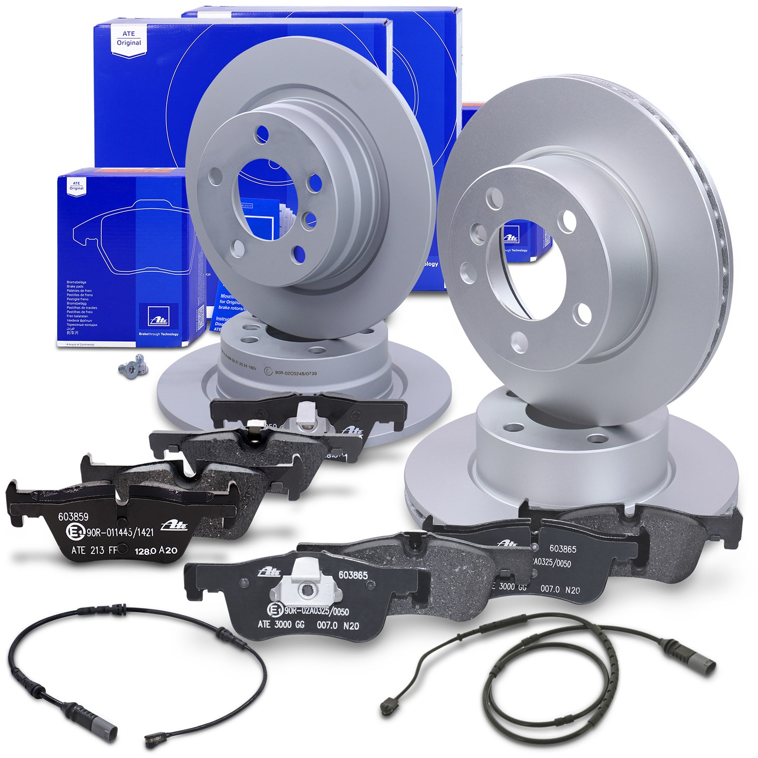 Ate Bremsscheiben + Beläge + VWK Vorne + Hinten [Hersteller-Nr. 40279860] für BMW