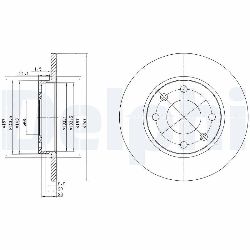 Delphi Bremsscheibe [Hersteller-Nr. BG2213] für Citroën, Peugeot