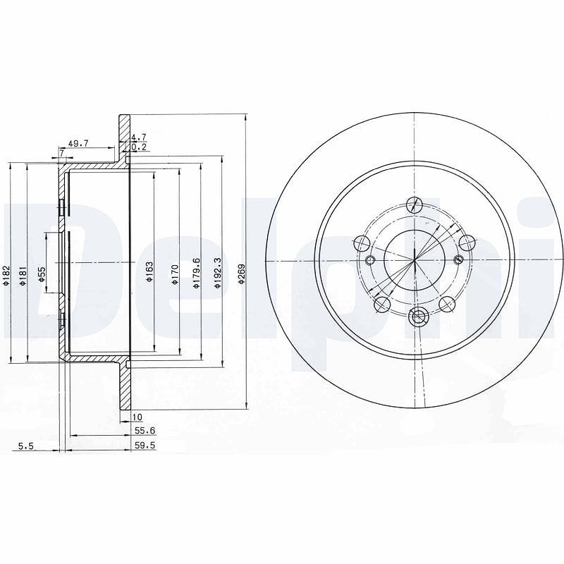 Delphi Bremsscheibe [Hersteller-Nr. BG3583] für Toyota