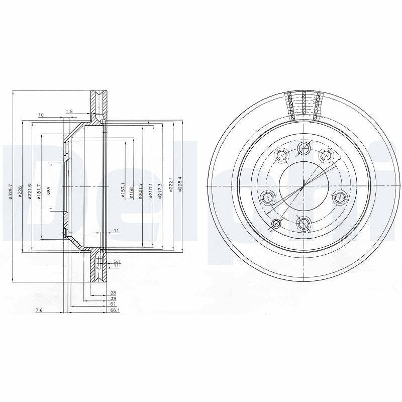 Delphi Bremsscheibe [Hersteller-Nr. BG3775C] für VW, Porsche, Audi