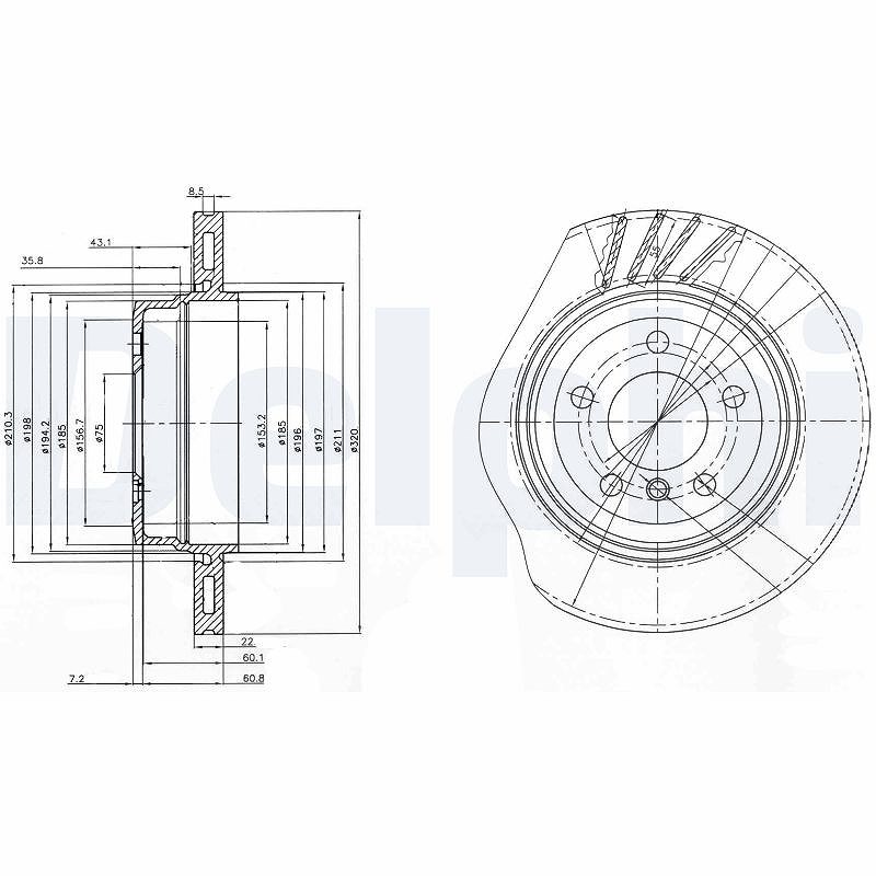 Delphi Bremsscheibe [Hersteller-Nr. BG3943] für BMW