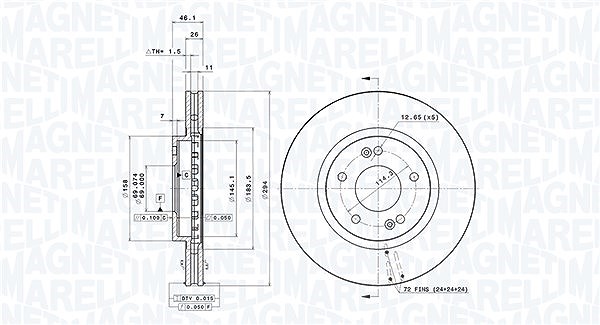Magneti Marelli Bremsscheibe [Hersteller-Nr. 360406087900] für Hyundai