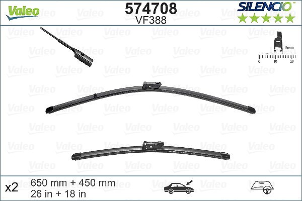 Valeo Wischblatt [Hersteller-Nr. 574708] für Skoda, VW, Cupra, Seat, Alfa Romeo, Audi, Nio