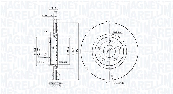 Magneti Marelli Bremsscheibe [Hersteller-Nr. 360406026401] für Volvo, Ford