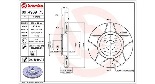 Magneti Marelli Bremsscheibe [Hersteller-Nr. 360406000405] für Fiat, Abarth, Lancia, Citroën, Peugeot