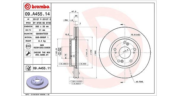 Magneti Marelli Bremsscheibe [Hersteller-Nr. 360406072300] für Honda