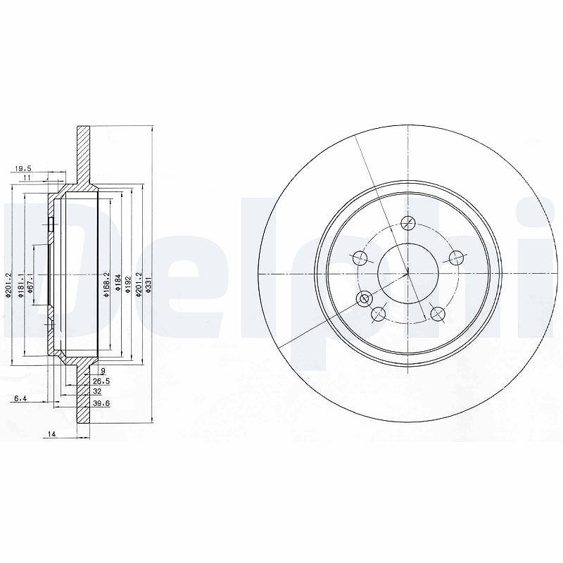 Delphi Bremsscheibe [Hersteller-Nr. BG3728] für Mercedes-Benz