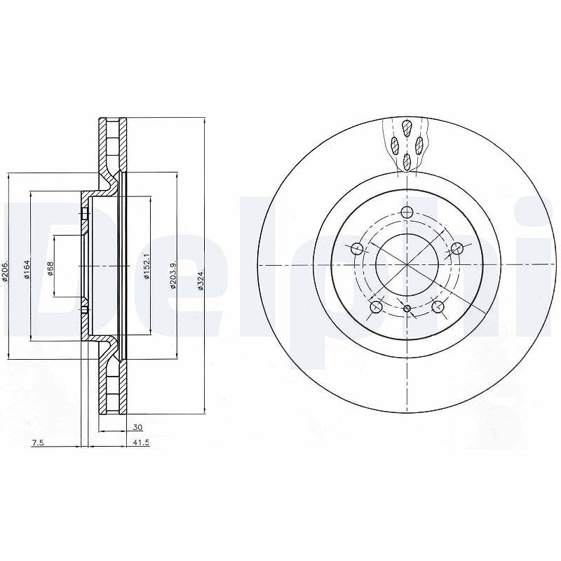 Delphi Bremsscheibe [Hersteller-Nr. BG4162C] für Nissan