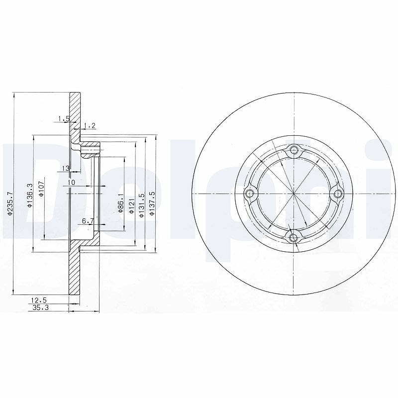 Delphi Bremsscheibe [Hersteller-Nr. BG3551] für Daewoo, Chevrolet