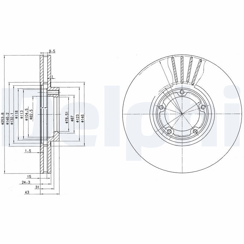 Delphi Bremsscheibe [Hersteller-Nr. BG3365] für Ford